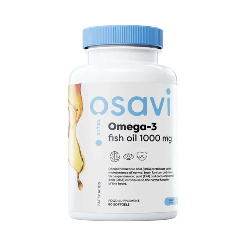 Omega 3 Fish Oil 1000 mg / Lemon Flavor / 60 Гел капсули, 30 дози - Osavi