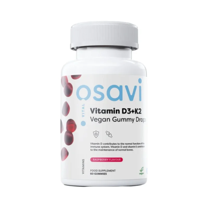 Vitamin D3 400 IU + K2 75 mcg | Vegan Gummy Drops / 60 Бонбона - Osavi