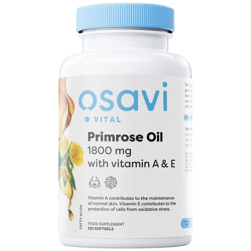 Primrose Oil 1800 mg | with Vitamin A & E / 60 Гел капсули, 20 дози