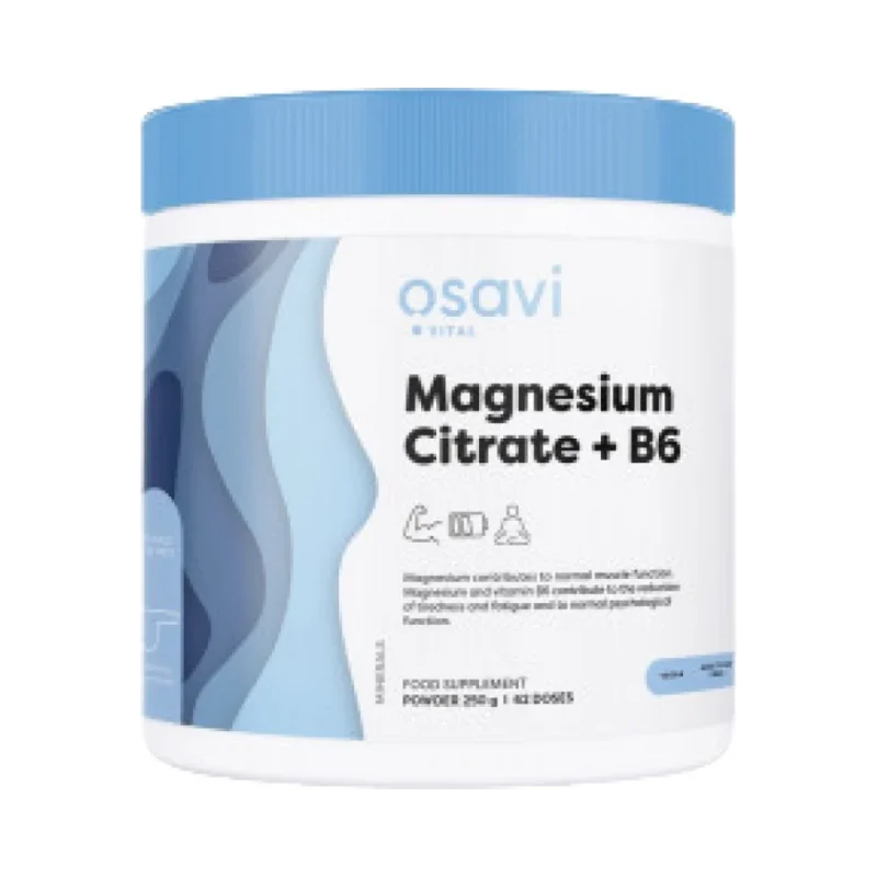 Magnesium Citrate + B6 Powder / 250 грама, 62 дози - Osavi