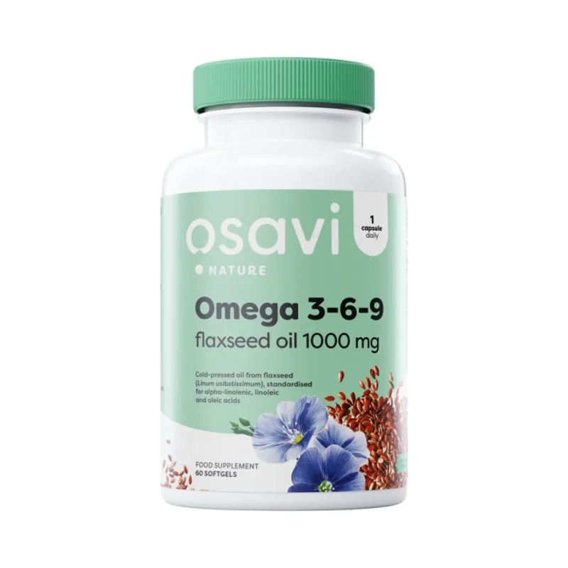 Omega 3-6-9 Flaxseed Oil 1000 mg / 60 Гел капсули, 60 дози - Osavi