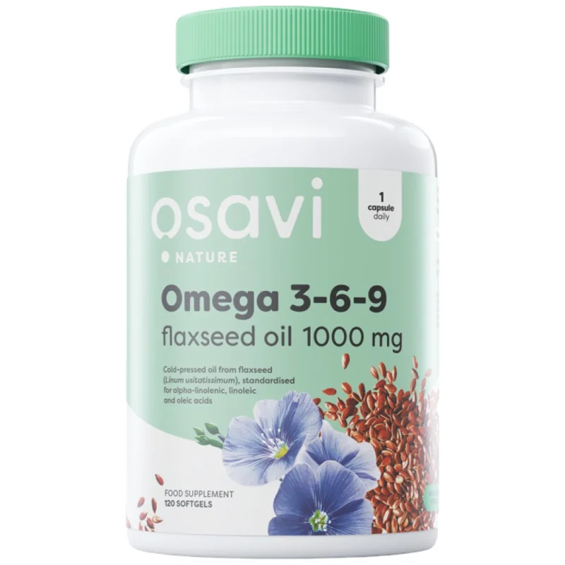 Omega 3-6-9 Flaxseed Oil 1000 mg / 120 Гел капсули, 120 дози