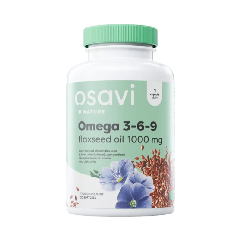 Omega 3-6-9 Flaxseed Oil 1000 mg / 120 Гел капсули, 120 дози - Osavi