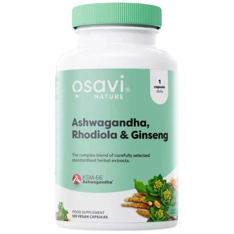Ashwagandha + Rhodiola & Ginseng / 120 капсули, 120 дози
