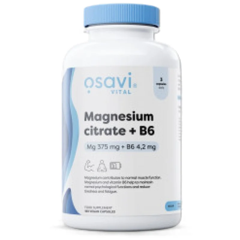 Magnesium Citrate 375 mg + B6 | P-5-P (60 дози) / 180 капсули