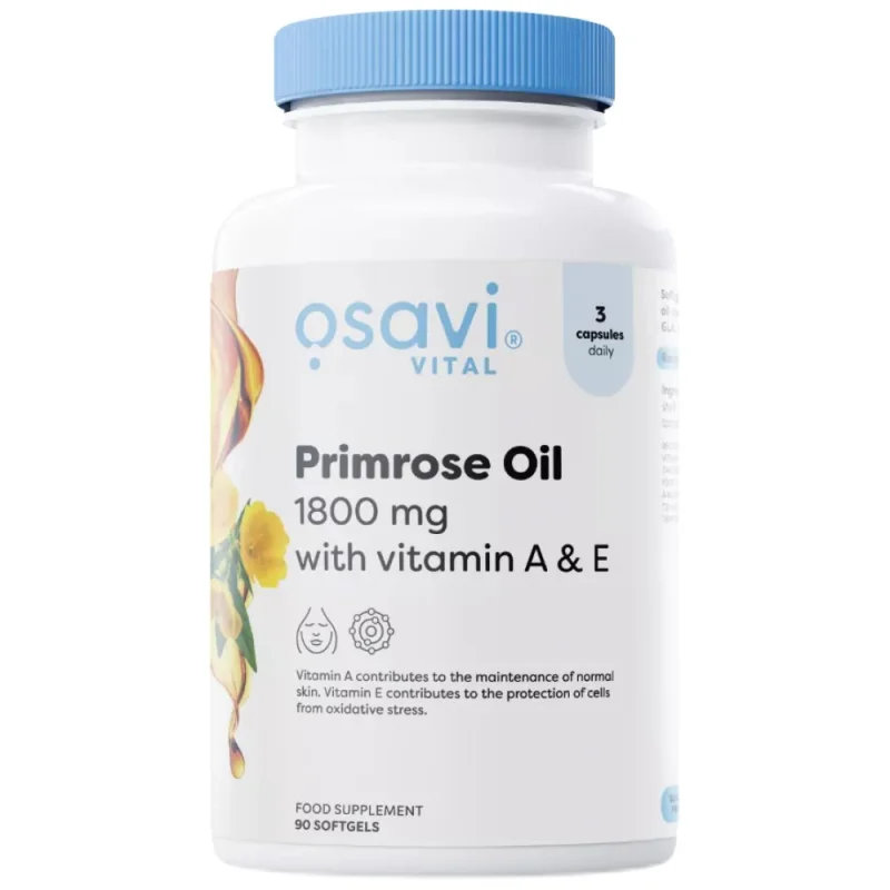 Primrose Oil 1800 mg | with Vitamin A & E / 90 Гел капсули, 30 дози