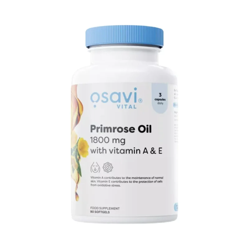 Primrose Oil 1800 mg | with Vitamin A & E / 90 Гел капсули, 30 дози - Osavi