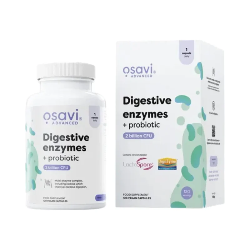 Digestive Enzymes + Probiotic | Digezyme + LactoSpore (120 дози) / 120 капсули - Osavi