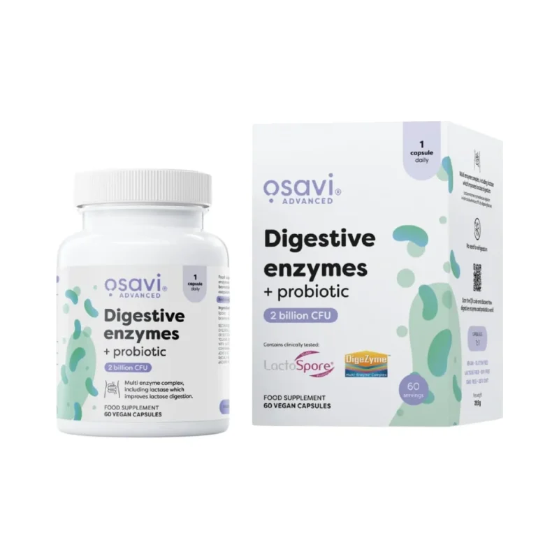 Digestive Enzymes + Probiotic | Digezyme + LactoSpore (60 дози) / 60 капсули - Osavi