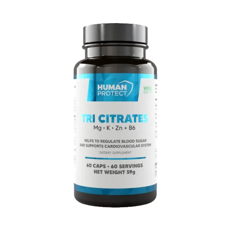 Tri Citrate | Magnesium + Potassium + Zinc / 60 капсули, 60 дози - Human Protect