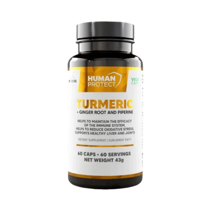Turmeric with Ginger Root | with 95% Curcuminoids & 5% Gingerols / 60 капсули, 60 дози - Human Protect