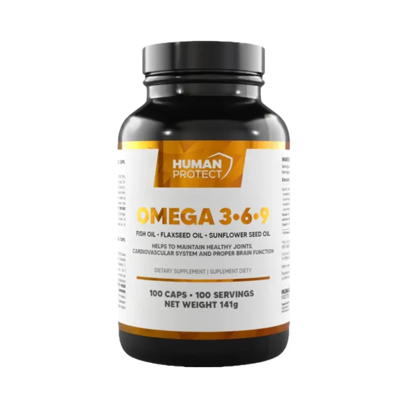 Omega 3-6-9 | with Fish Oil, Flax Oil & Sunflower Oil / 100 капсули, 100 дози - Human Protect