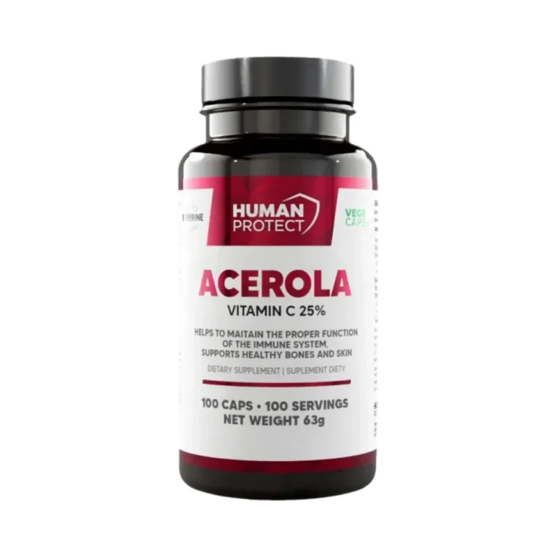 Acerola 500 mg | Natural Source of Vitamin C / 100 капсули, 50 дози - Human Protect