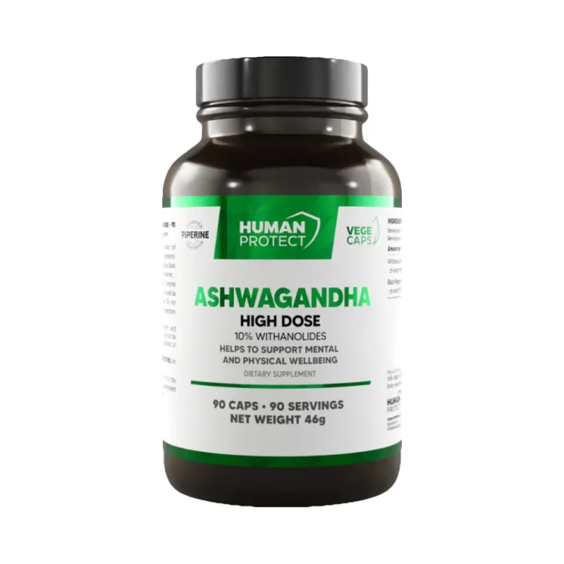 Ashwagandha 400 mg | High Dose 10% Withanolides / 90 капсули, 90 дози - Human Protect