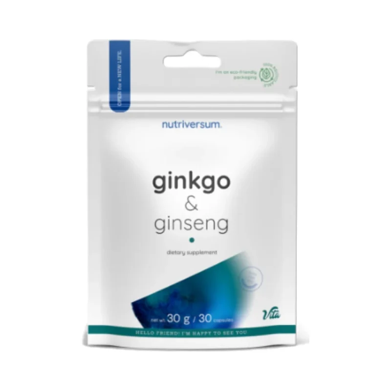 Ginkgo + Ginseng | Ginkgo Biloba 250 mg + Siberian Ginseng 400 mg / 30 капсули, 30 дози - Nutriversum