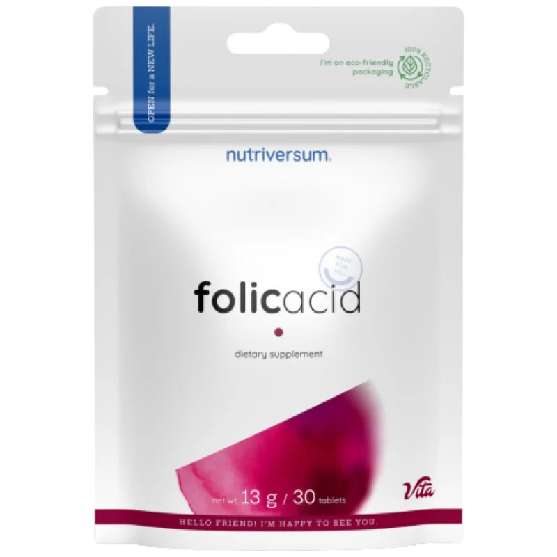 Folic Acid 500 mcg / 30 Таблетки, 30 дози