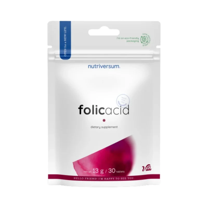 Folic Acid 500 mcg / 30 Таблетки, 30 дози - Nutriversum