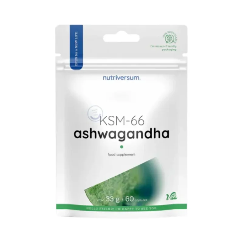 KSM-66 Ashwagandha 245 mg (60 дози) / 60 капсули - Nutriversum