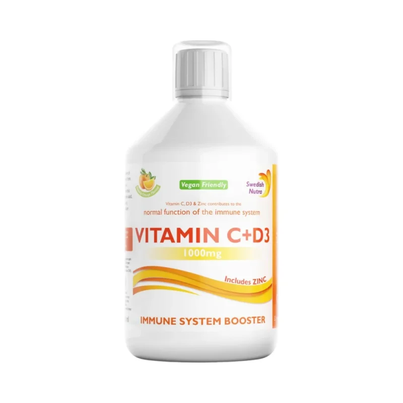 Vitamin C + D3 and Zinc | Immune System Booster / 500 мл, 33 дози - Swedish Nutra