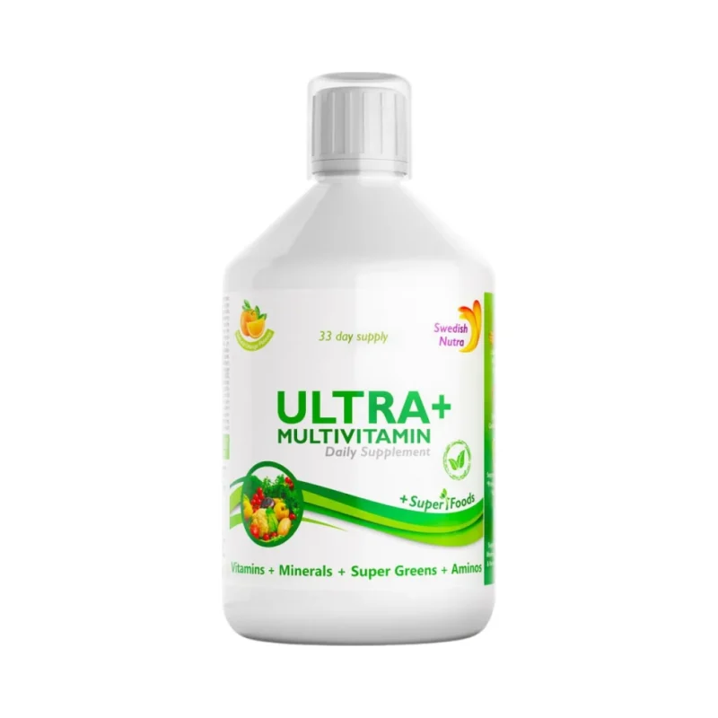 Ultra + Multivitamin and Collagen | Vitamins + Minerals + Super Greens + Aminos / 500 мл, 33 дози - Swedish Nutra