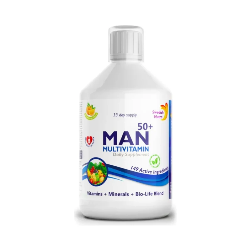 Man Multivitamin 50+ | Vitamins + Minerals + Bio-Life Blend / 500 мл, 33 дози - Swedish Nutra