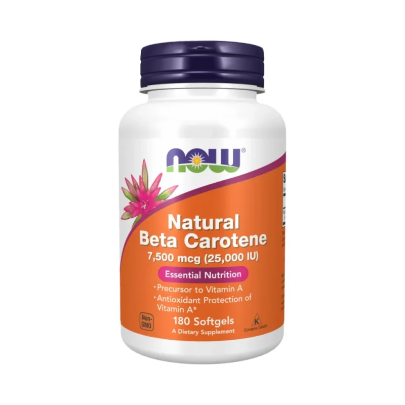 Natural Beta Carotene 25,000 IU (180 дози) / 180 Гел капсули - NOW