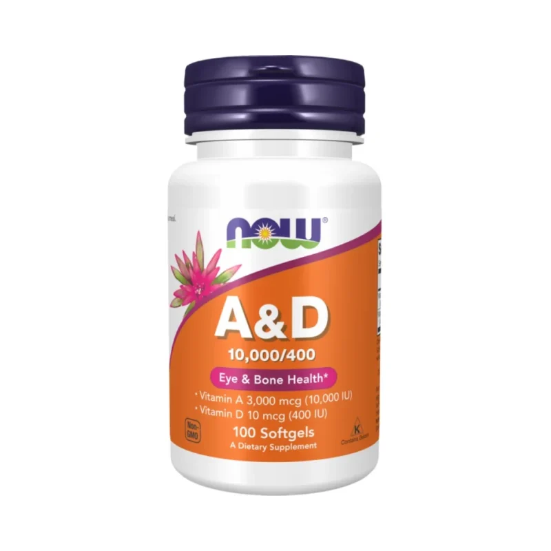 Vitamin A & D 10000/400 IU (100 дози) / 100 Гел капсули - NOW