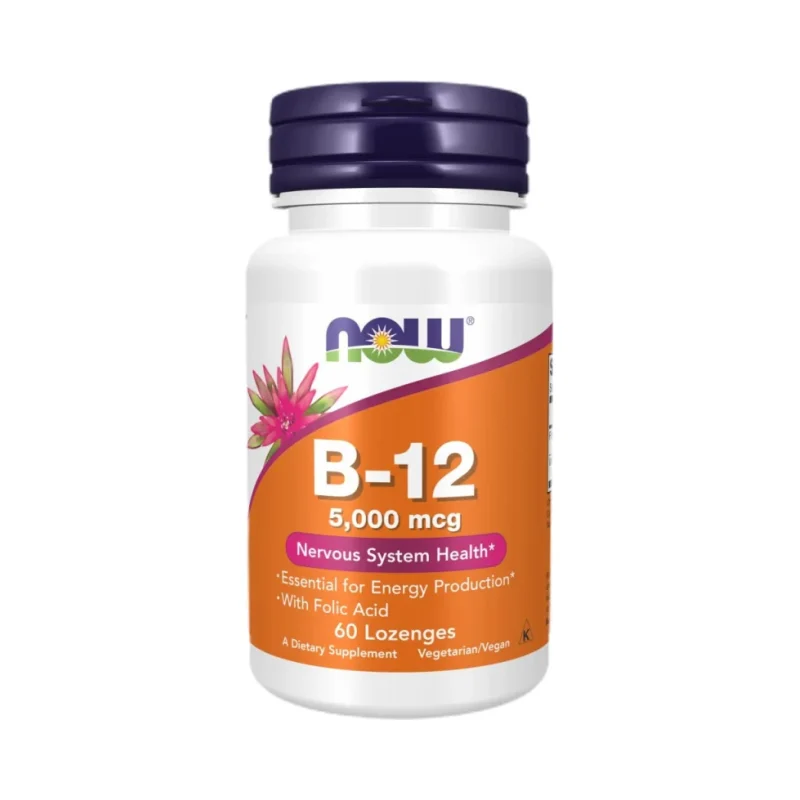 Vitamin B-12 5000 mcg with Folic Acid / 60 Подезични таблетки - NOW