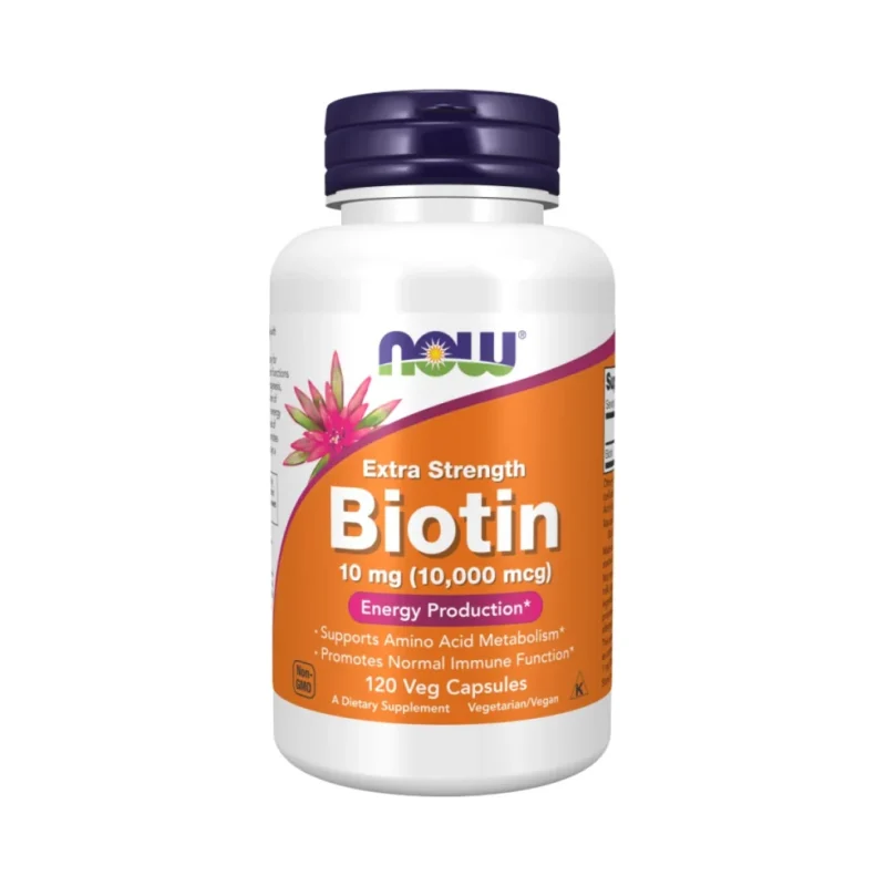 Biotin 10000 mcg / Extra Strength (120 дози) / 120 капсули - NOW