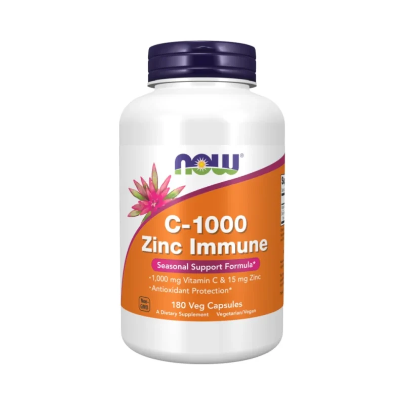 C-1000 Zinc Immune | Vitamin C + Zinc Bisglycinate (180 дози) / 180 капсули - NOW