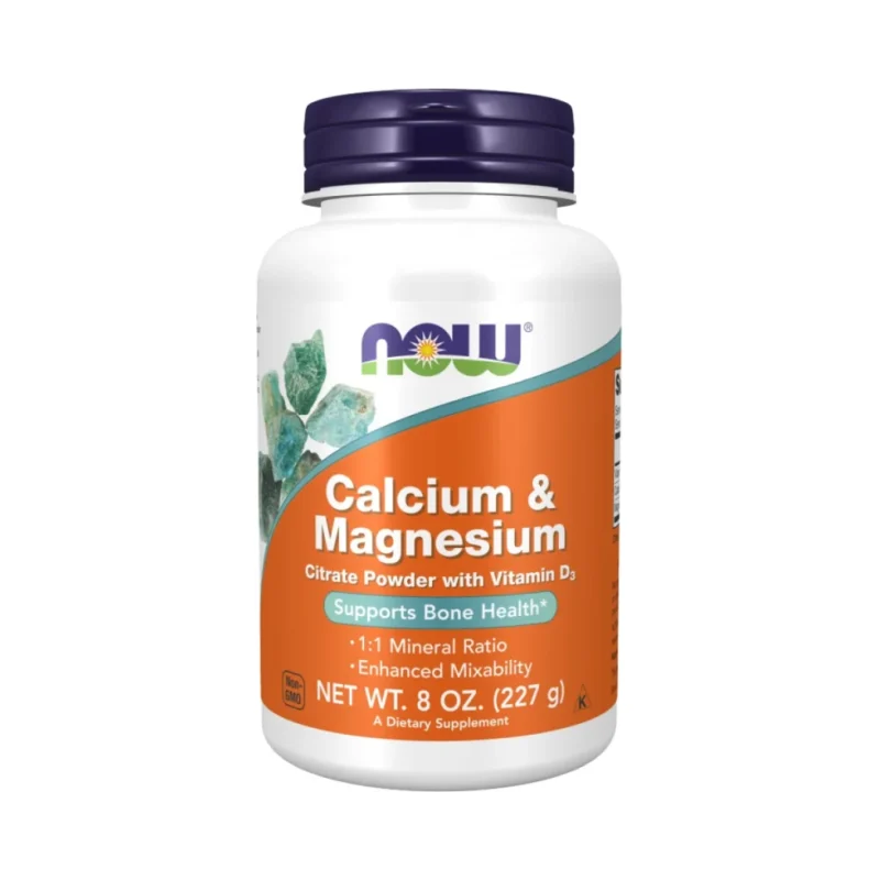 Calcium & Magnesium Citrate Powder with Vitamin D3 (50 дози) / 227 грама - NOW