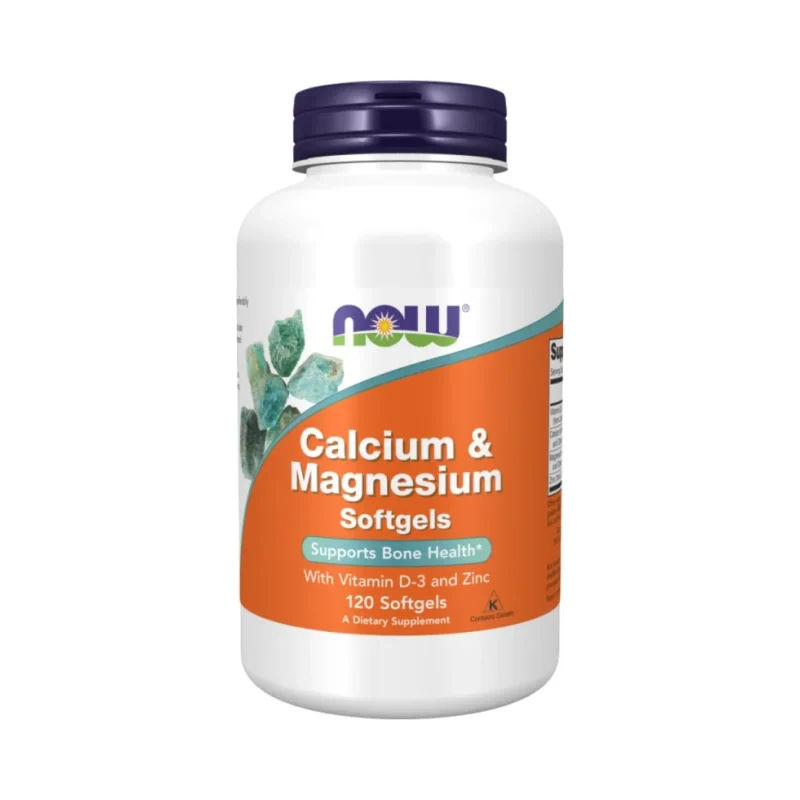 Calcium & Magnesium Softgels / with Vit D and Zinc (120 дози) / 120 Гел капсули - NOW
