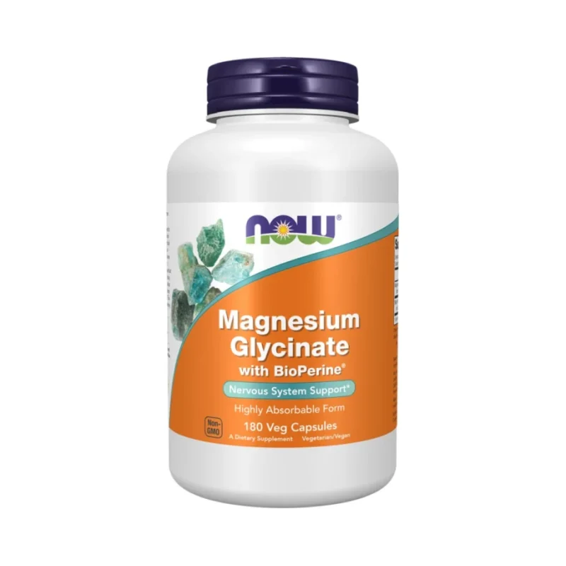 Magnesium Glycinate with BioPerine® | Highly Absorbable Magnesium Bisglycinate (90 дози) / 180 капсули - NOW