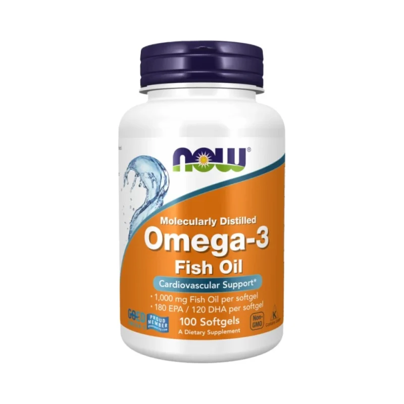 Omega 3 1000 mg / Molecularly Distilled (50 дози) / 100 Гел капсули - NOW