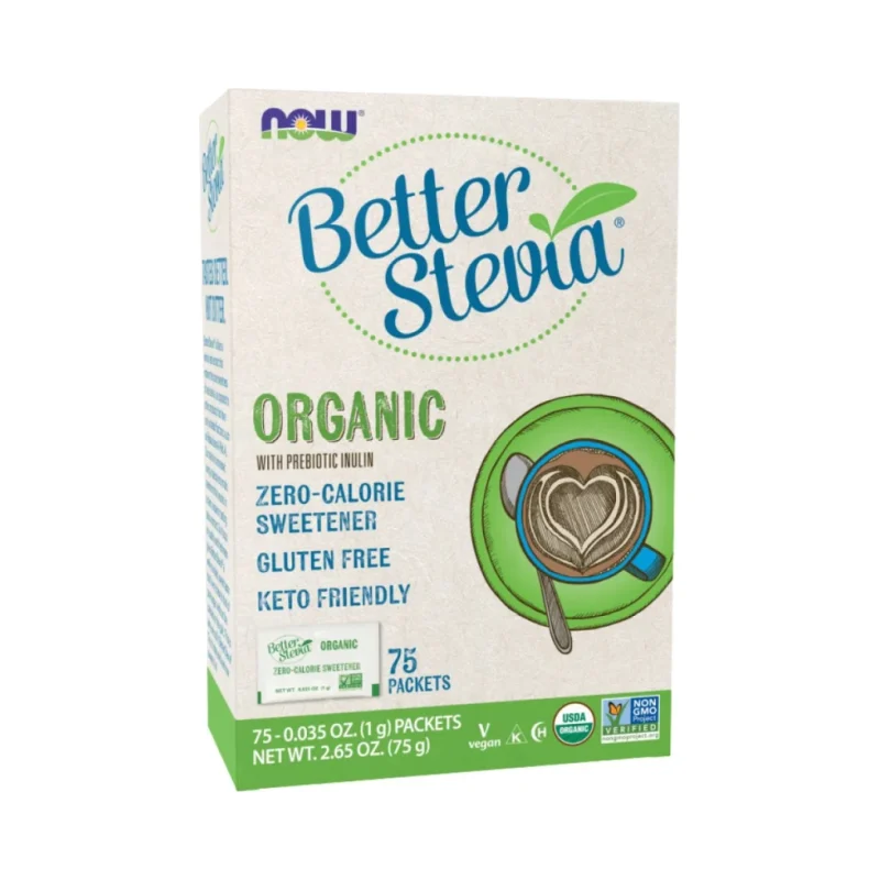 Better Stevia Organic (75 дози) / 75 Пакета - NOW