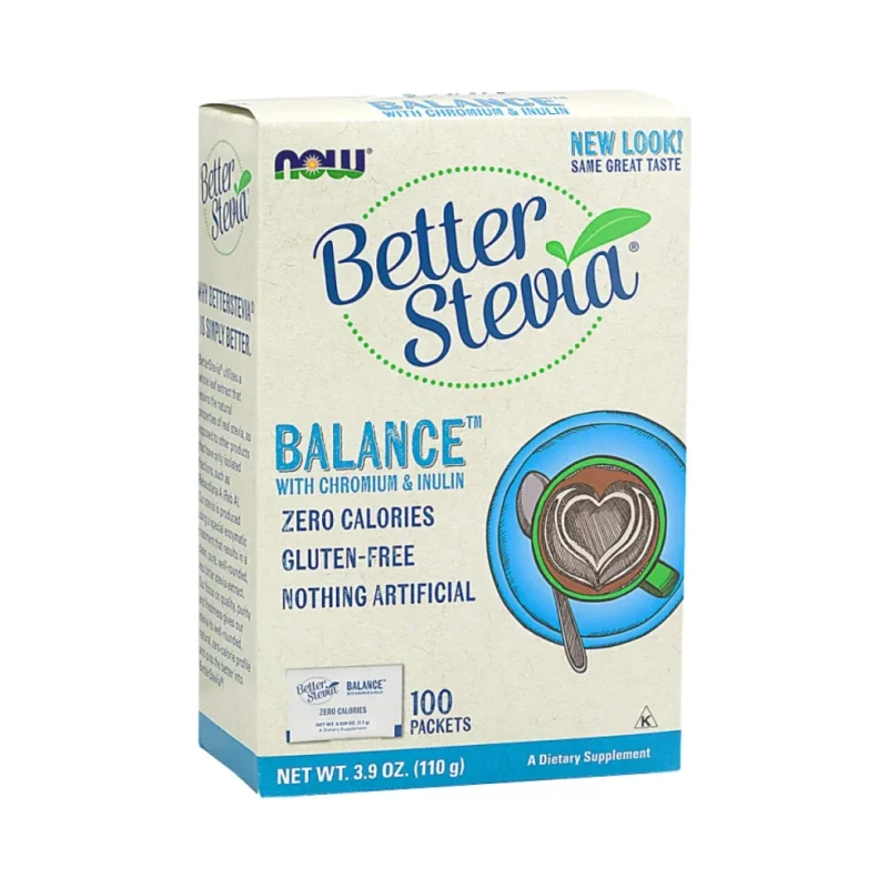 Better Stevia® Balance™ | with Chromium & Inulin / 100 Пакета - NOW