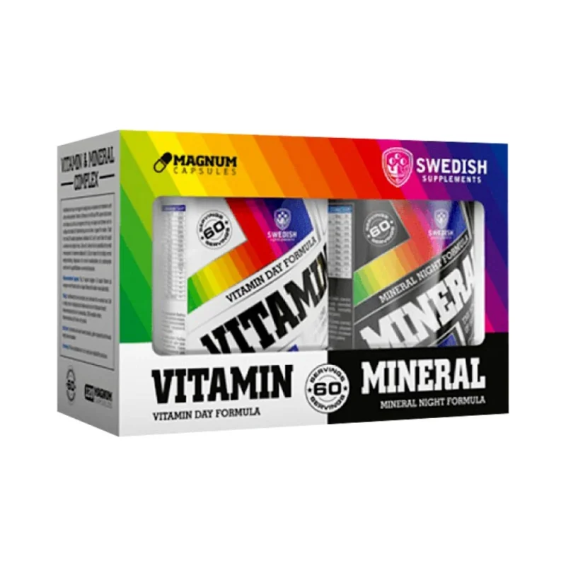 Vitamin Day Formula & Mineral Night Formula Complex / 120 капсули, 60 дози / 2 x 120 капсули - SWEDISH Supplements