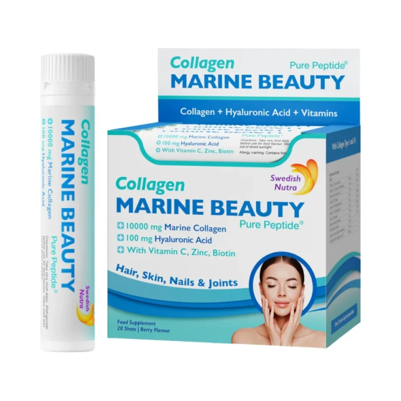 Collagen Marine Beauty | added Vitamin C, Zinc, Biotin and Hyaluronic Acid / 25 мл / 20 x 25 мл - Swedish Nutra