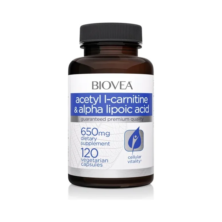Acetyl L-Carnitine + Alpha Lipoic Acid 650mg - Ацетил Л-Карнитин + Алфа Липоева Киселина, Разфасовка 120 vcaps - Biovea