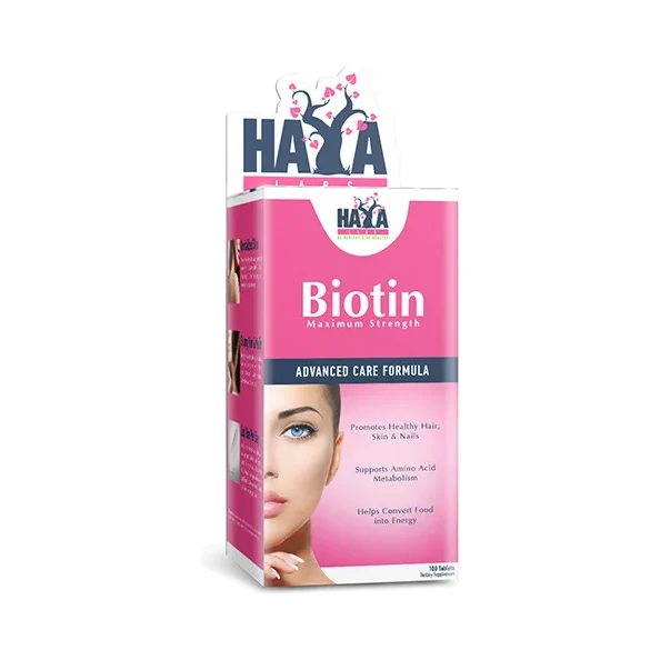 Biotin Maximum Strength 10000 mcg / 100 Tabs - Haya Labs