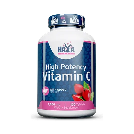 High Potency Vitamin C 1000 mg with Rose Hips / 100 Tabs / 100g - Haya Labs