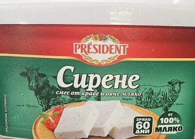 Сирене смес от краве и овче мляко President 570гр. кутия - President