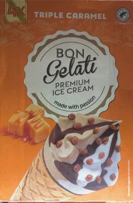 Тройно карамелен сладолед във фунийка - Bon Gelati