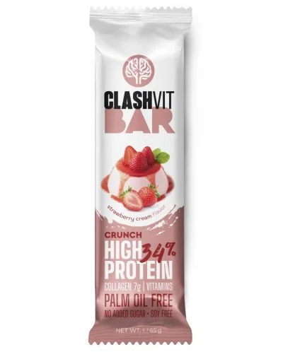 ClashVit Протеинов крънч бар, чийзкейк ягода и сметана, 65 g
