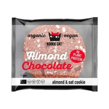 Био протеинова курабийка с бадеми и черен шоколад, 50 g, Kookie Cat - Kookie Cat