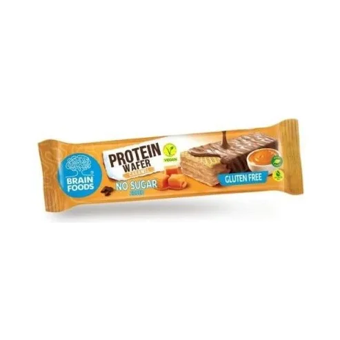 Веган протеинова вафла, карамел, 40 g, Brain Foods - Brain Foods