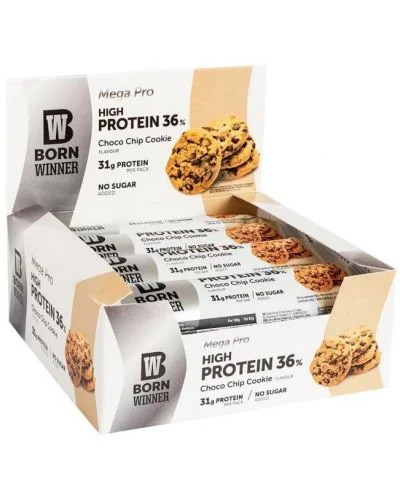 Mega Pro Protein Bar, шоко чип, 12 броя, Born Winner