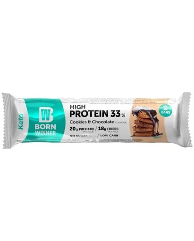 KETO Protein Bar, бисквитки с шоколад, 60 g, Born Winner