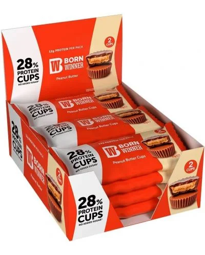 Protein Cups, фъстъчено масло, 12 броя, Born Winner