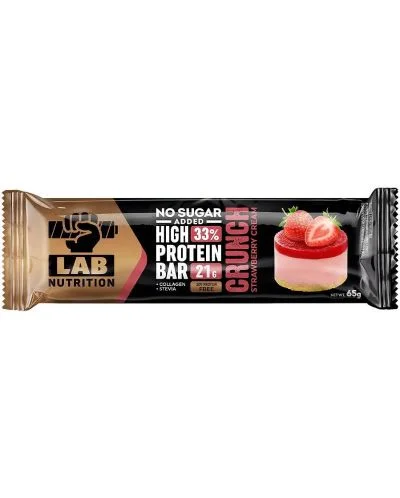 Протеинов бар, хрупкав ягодов крем, 12 x 65 г, Lab Nutrition / High Protein Bar, Crunch Strawberry Cream, 12 x 65 g, Lab Nutrition